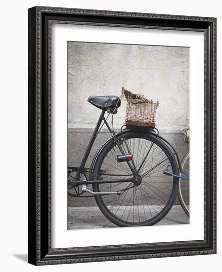 Bicycle with weathered basket-Jenny Elia Pfeiffer-Framed Photographic Print