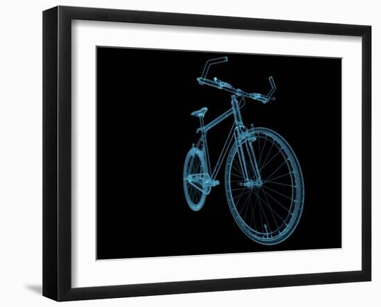 Bicycle X-Ray Blue Transparent Isolated on Black-sauliusl-Framed Art Print