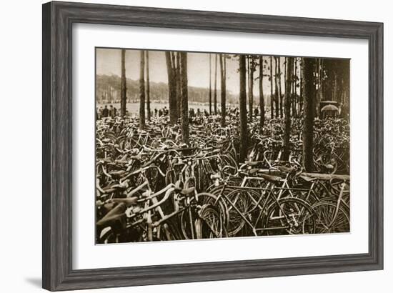 Bicycles at the Avus Racetrack in Berlin, 1931-null-Framed Giclee Print