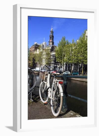 Bicycles by the Canal, Amsterdam, Netherlands, Europe-Amanda Hall-Framed Photographic Print