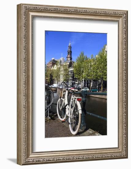 Bicycles by the Canal, Amsterdam, Netherlands, Europe-Amanda Hall-Framed Photographic Print