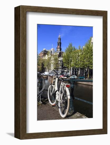 Bicycles by the Canal, Amsterdam, Netherlands, Europe-Amanda Hall-Framed Photographic Print