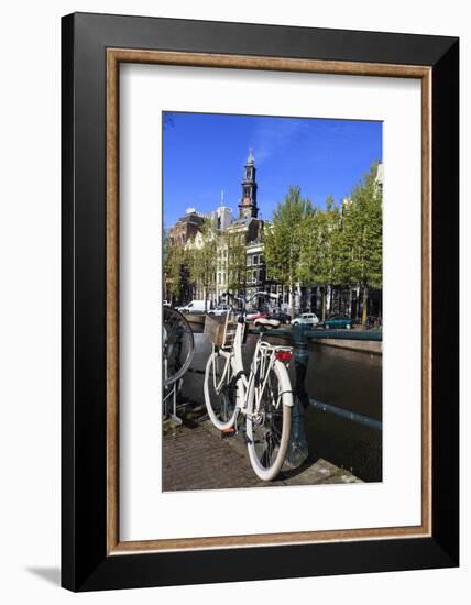 Bicycles by the Canal, Amsterdam, Netherlands, Europe-Amanda Hall-Framed Photographic Print