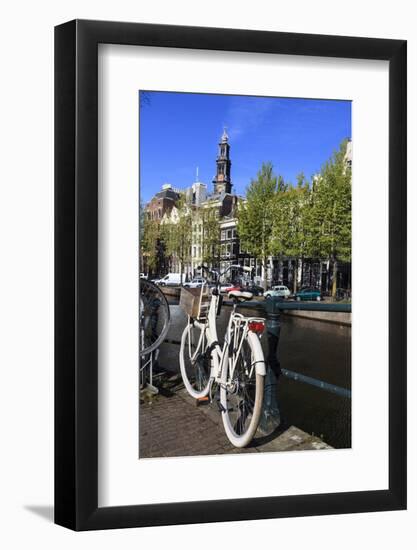 Bicycles by the Canal, Amsterdam, Netherlands, Europe-Amanda Hall-Framed Photographic Print