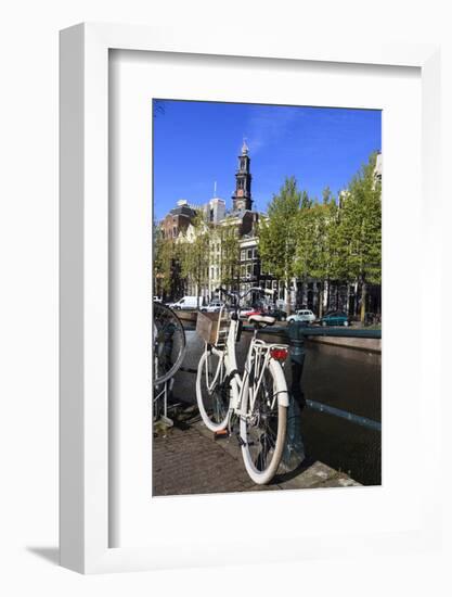 Bicycles by the Canal, Amsterdam, Netherlands, Europe-Amanda Hall-Framed Photographic Print