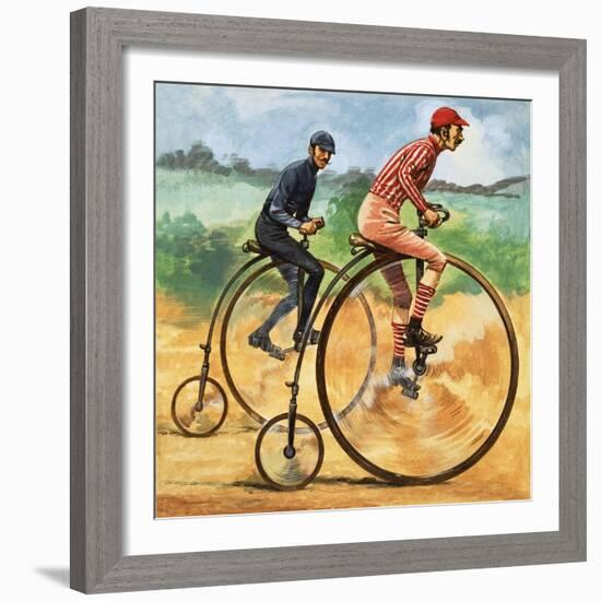 Bicycles Down the Ages. the Penny Farthing-Peter Jackson-Framed Giclee Print