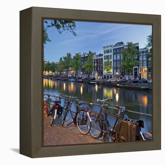Bicycles, Houses Near the Keizersgracht, Amsterdam, the Netherlands-Rainer Mirau-Framed Premier Image Canvas