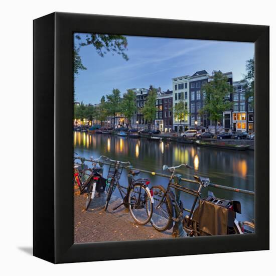 Bicycles, Houses Near the Keizersgracht, Amsterdam, the Netherlands-Rainer Mirau-Framed Premier Image Canvas