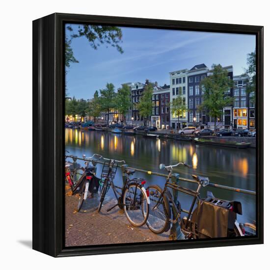 Bicycles, Houses Near the Keizersgracht, Amsterdam, the Netherlands-Rainer Mirau-Framed Premier Image Canvas