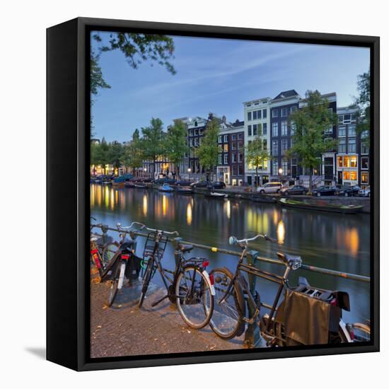 Bicycles, Houses Near the Keizersgracht, Amsterdam, the Netherlands-Rainer Mirau-Framed Premier Image Canvas