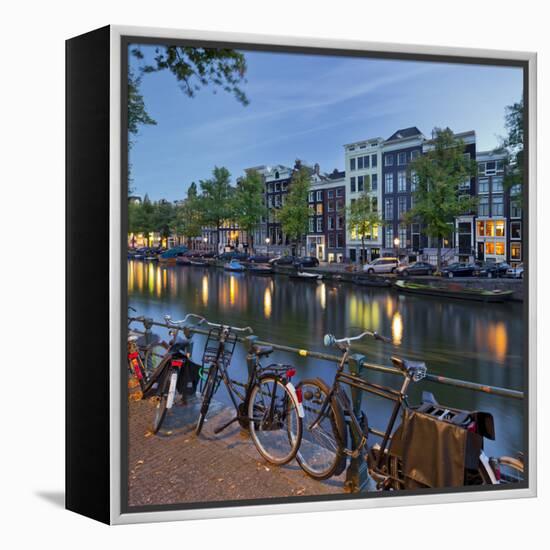 Bicycles, Houses Near the Keizersgracht, Amsterdam, the Netherlands-Rainer Mirau-Framed Premier Image Canvas