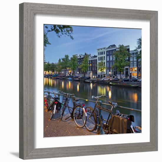 Bicycles, Houses Near the Keizersgracht, Amsterdam, the Netherlands-Rainer Mirau-Framed Photographic Print