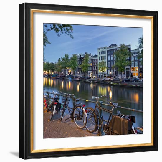 Bicycles, Houses Near the Keizersgracht, Amsterdam, the Netherlands-Rainer Mirau-Framed Photographic Print