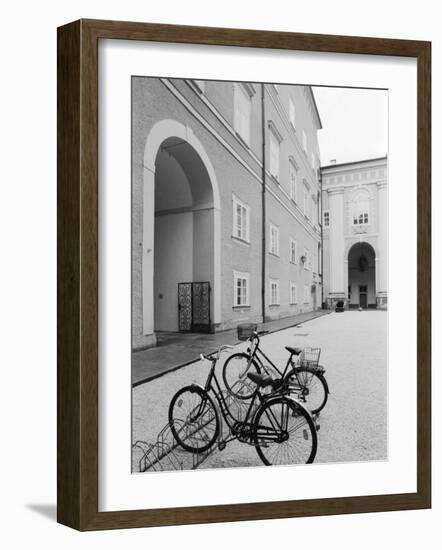 Bicycles in the Domplatz, Salzburg, Austria-Walter Bibikow-Framed Photographic Print