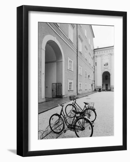 Bicycles in the Domplatz, Salzburg, Austria-Walter Bibikow-Framed Photographic Print