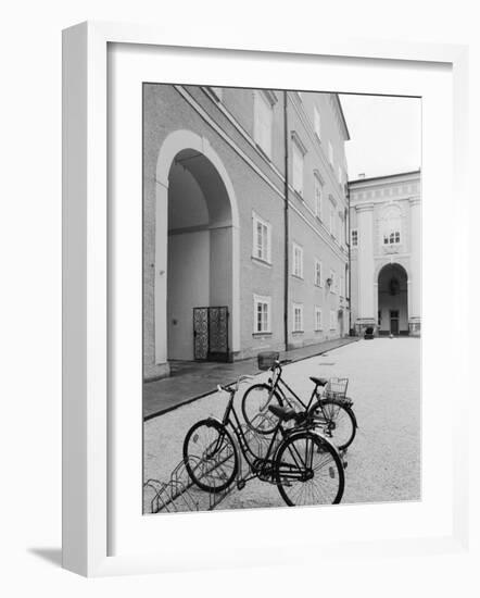 Bicycles in the Domplatz, Salzburg, Austria-Walter Bibikow-Framed Photographic Print