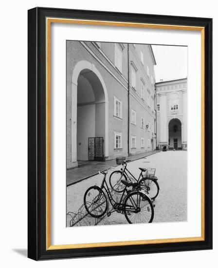 Bicycles in the Domplatz, Salzburg, Austria-Walter Bibikow-Framed Photographic Print