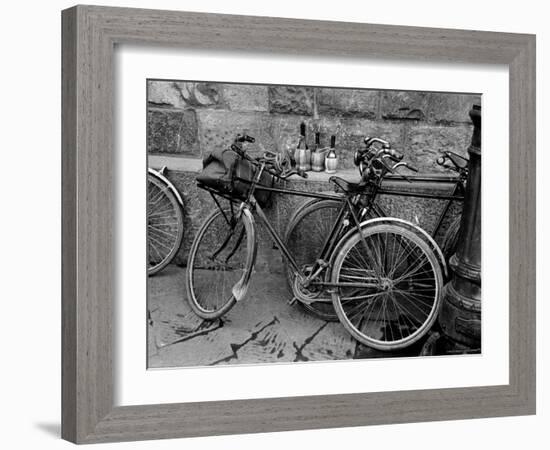 Bicycles Leaning Against the Concrete Wall-Carl Mydans-Framed Photographic Print