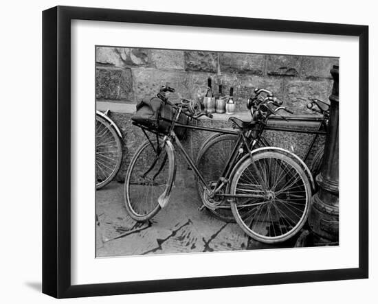 Bicycles Leaning Against the Concrete Wall-Carl Mydans-Framed Photographic Print