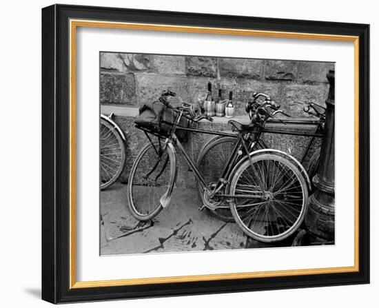 Bicycles Leaning Against the Concrete Wall-Carl Mydans-Framed Photographic Print