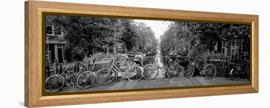 Bicycles on Bridge over Canal, Amsterdam, Netherlands-null-Framed Premier Image Canvas