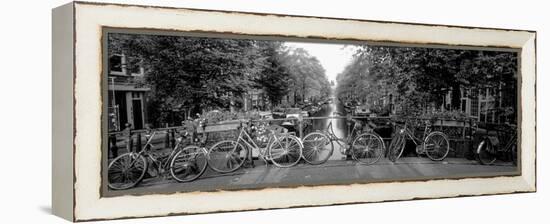 Bicycles on Bridge over Canal, Amsterdam, Netherlands-null-Framed Premier Image Canvas
