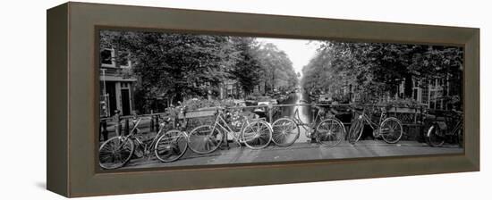 Bicycles on Bridge over Canal, Amsterdam, Netherlands-null-Framed Premier Image Canvas