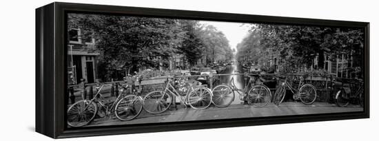 Bicycles on Bridge over Canal, Amsterdam, Netherlands-null-Framed Premier Image Canvas