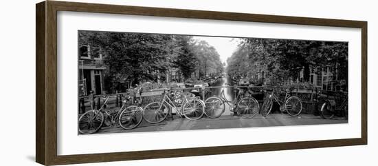 Bicycles on Bridge over Canal, Amsterdam, Netherlands-null-Framed Photographic Print