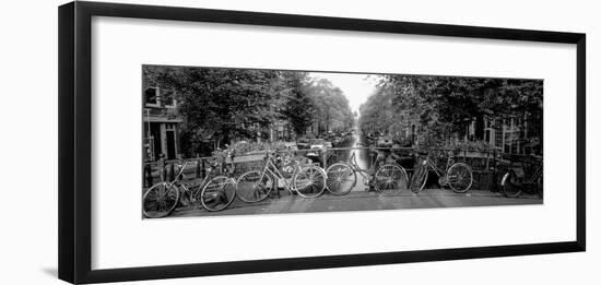 Bicycles on Bridge over Canal, Amsterdam, Netherlands-null-Framed Photographic Print