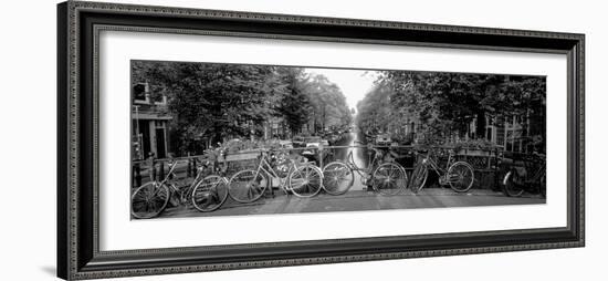 Bicycles on Bridge over Canal, Amsterdam, Netherlands-null-Framed Photographic Print