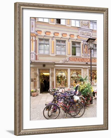 Bicycles Parked in Street, Fussen, Germany-Adam Jones-Framed Photographic Print