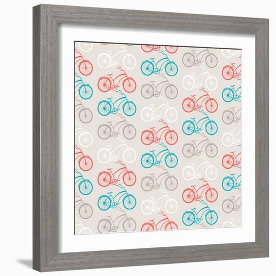 Bicycles Seamless Pattern In Retro Style-incomible-Framed Art Print