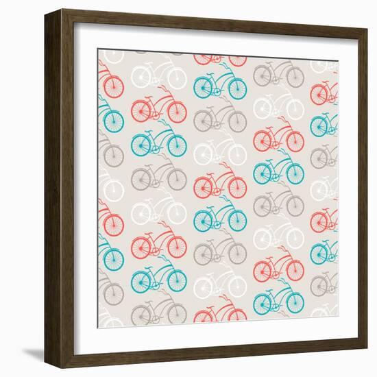 Bicycles Seamless Pattern In Retro Style-incomible-Framed Art Print