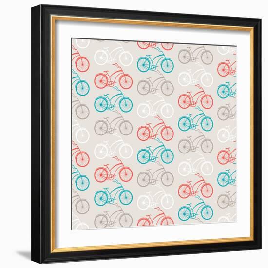 Bicycles Seamless Pattern In Retro Style-incomible-Framed Art Print