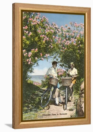 Bicyclists with Oleanders, Bermuda-null-Framed Stretched Canvas