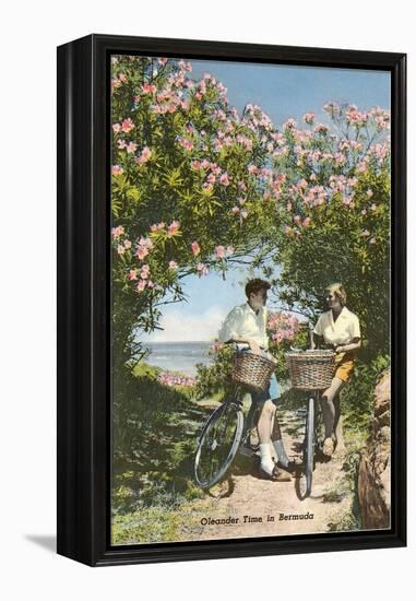 Bicyclists with Oleanders, Bermuda-null-Framed Stretched Canvas