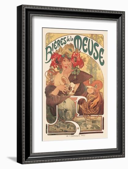 Bieres de La Meuse-Alphonse Mucha-Framed Premium Giclee Print