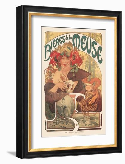 Bieres de La Meuse-Alphonse Mucha-Framed Premium Giclee Print