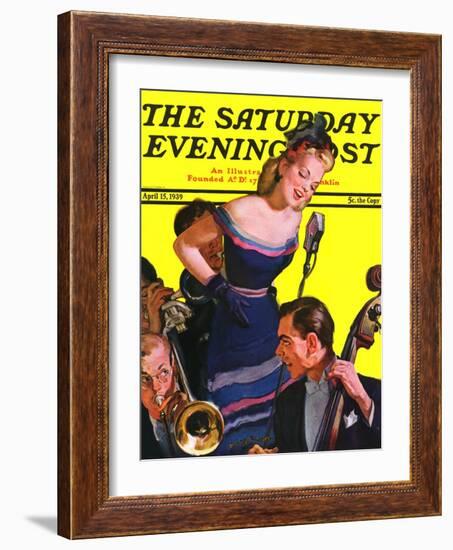 "Big Band and Songstress," Saturday Evening Post Cover, April 15, 1939-Emery Clarke-Framed Giclee Print