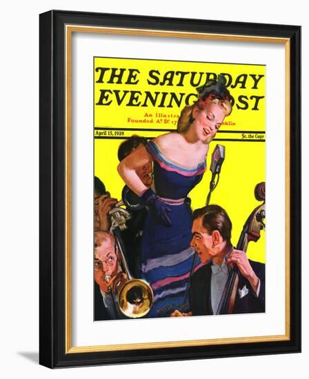 "Big Band and Songstress," Saturday Evening Post Cover, April 15, 1939-Emery Clarke-Framed Giclee Print