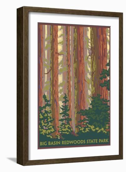 Big Basin Redwoods State Park - Forest View-Lantern Press-Framed Art Print