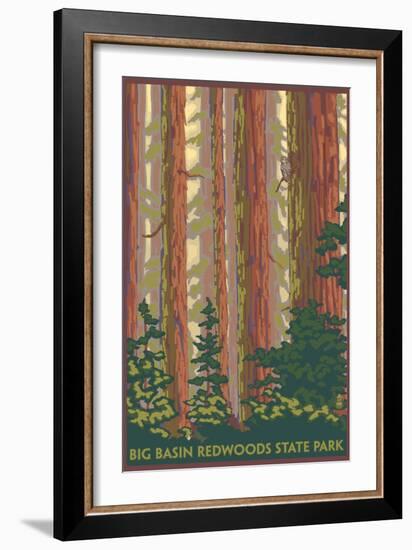 Big Basin Redwoods State Park - Forest View-Lantern Press-Framed Art Print