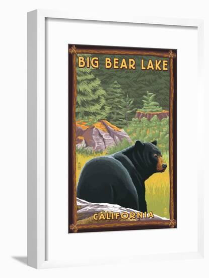 Big Bear Lake, California - Black Bear in Forest-Lantern Press-Framed Art Print