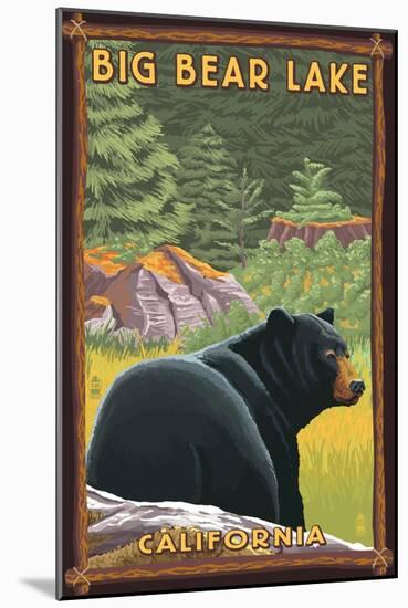 Big Bear Lake, California - Black Bear in Forest-Lantern Press-Mounted Art Print