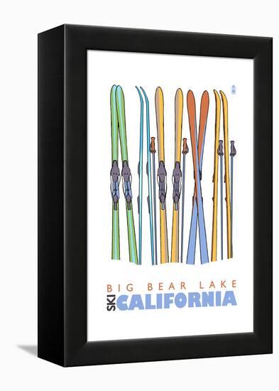 Big Bear Lake - California - Skis in Snow-Lantern Press-Framed Stretched Canvas