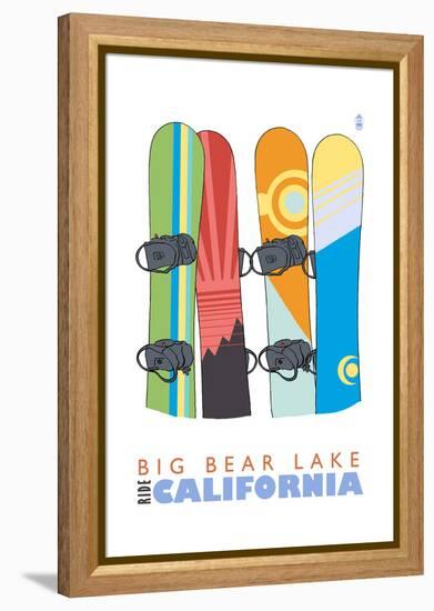 Big Bear Lake - California - Snowboards in Snow-Lantern Press-Framed Stretched Canvas