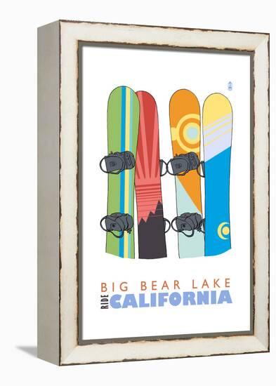 Big Bear Lake - California - Snowboards in Snow-Lantern Press-Framed Stretched Canvas