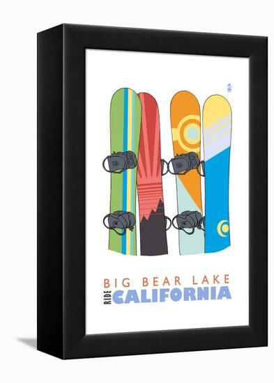Big Bear Lake - California - Snowboards in Snow-Lantern Press-Framed Stretched Canvas
