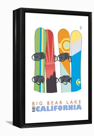 Big Bear Lake - California - Snowboards in Snow-Lantern Press-Framed Stretched Canvas